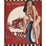 vintage metalna ploča hot rod bettie