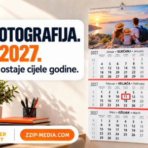 Personalizirani trodjelni kalendar 2027 s vlastitom fotografijom